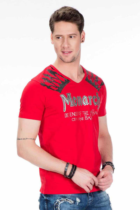 CT377 Stone Embroidered Foil Printed Men's T-Shirt