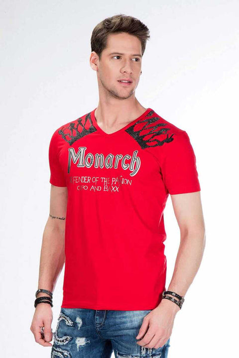 CT377 Stone Embroidered Foil Printed Men's T-Shirt