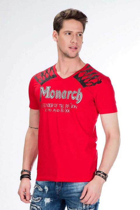CT377 Stone Embroidered Foil Printed Men's T-Shirt