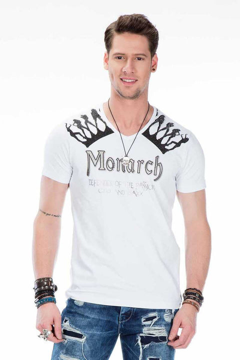 CT377 Stone Embroidered Foil Printed Men's T-Shirt