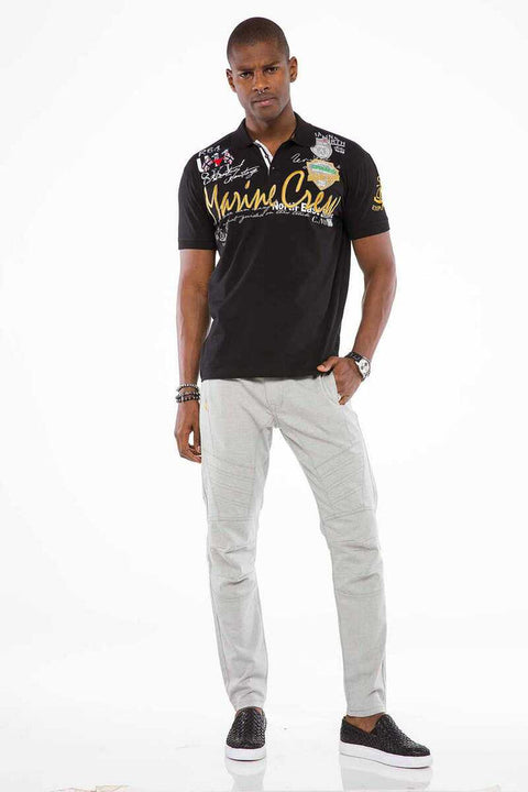 CT509 Polo Neck Embroidered Printed Men's T-Shirt