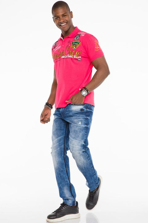 CT509 Polo Neck Embroidered Printed Men's T-Shirt