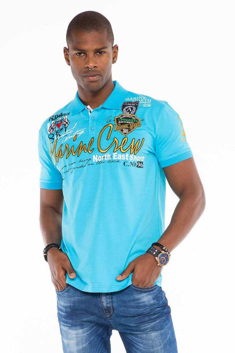 CT509 Polo Neck Embroidered Printed Men's T-Shirt