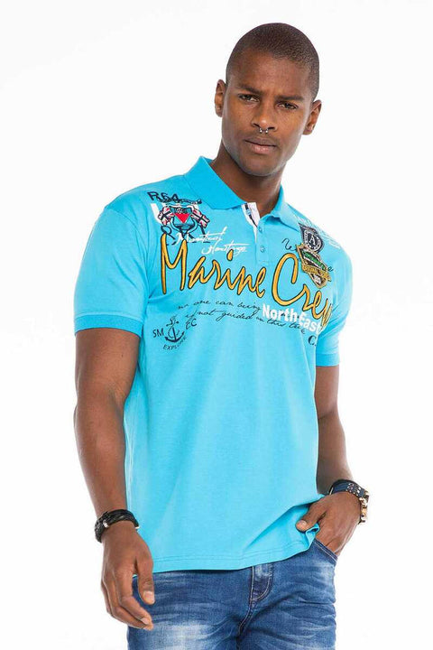 CT509 Polo Neck Embroidered Printed Men's T-Shirt