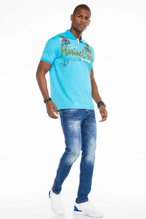 CT509 Polo Neck Embroidered Printed Men's T-Shirt