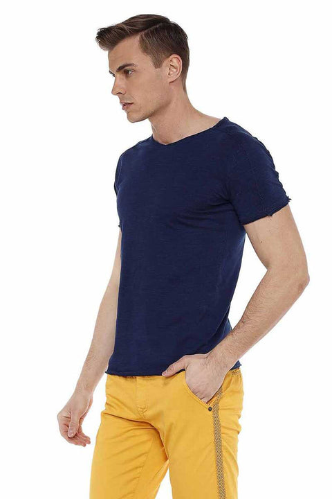 CT525 Ripped Detailed Slim Fit Basic Men's T-Shirt