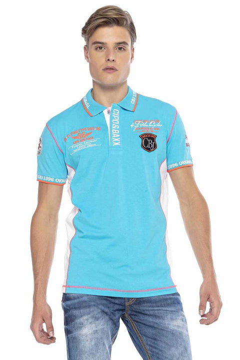 CT605 Embroidered Slim Men's Polo Neck T-Shirt