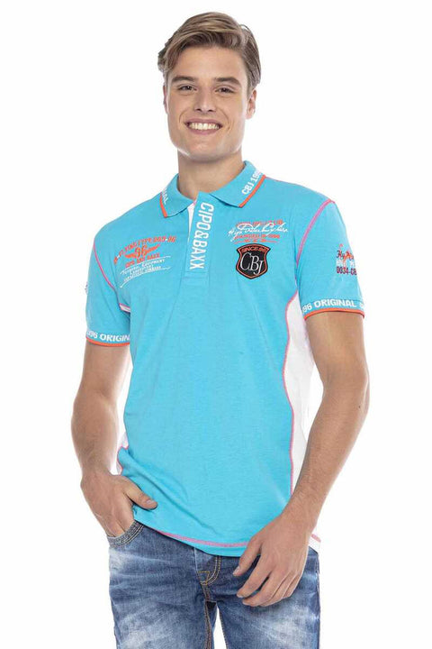 CT605 Embroidered Slim Men's Polo Neck T-Shirt