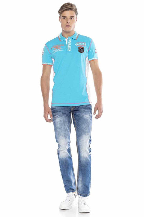 CT605 Embroidered Slim Men's Polo Neck T-Shirt
