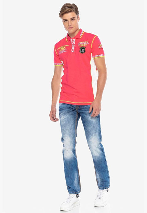 CT605 Embroidered Slim Men's Polo Neck T-Shirt