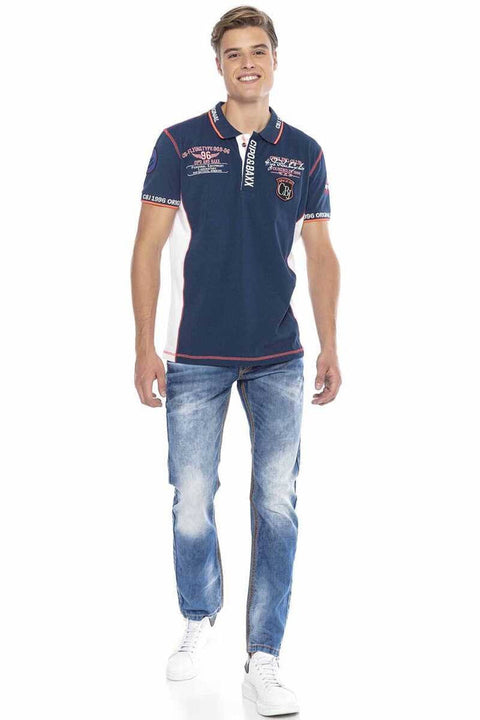CT605 Embroidered Slim Men's Polo Neck T-Shirt