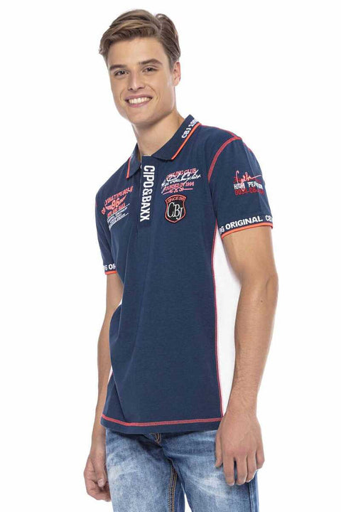 CT605 Embroidered Slim Men's Polo Neck T-Shirt