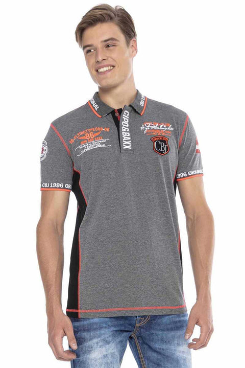 CT605 Embroidered Slim Men's Polo Neck T-Shirt