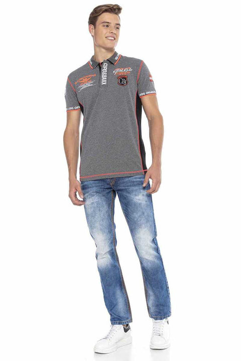 CT605 Embroidered Slim Men's Polo Neck T-Shirt