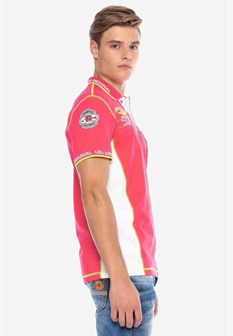 CT605 Embroidered Slim Men's Polo Neck T-Shirt