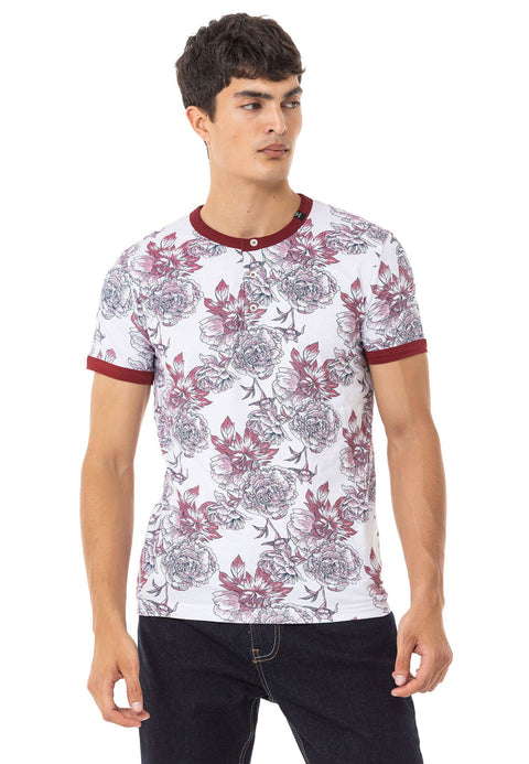 CT707 Floral Printed Men's T-Shirt