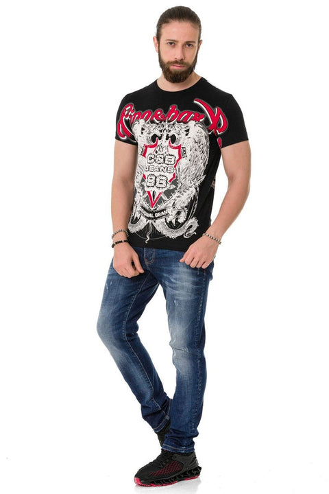 CT716 Front Back Shadow Printed T-Shirt