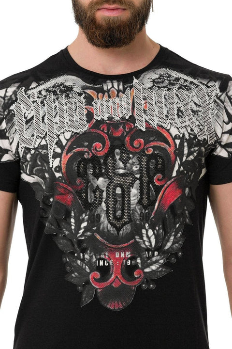 CT728 Stone Vintage Print T-Shirt