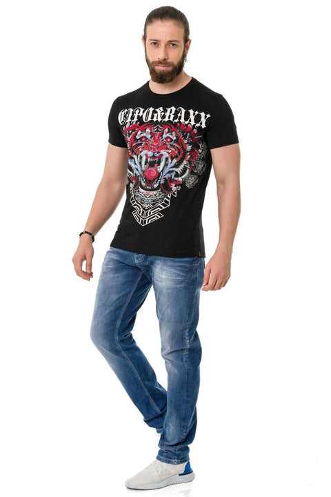 CT729 Stoned Tiger Pattern T-Shirt