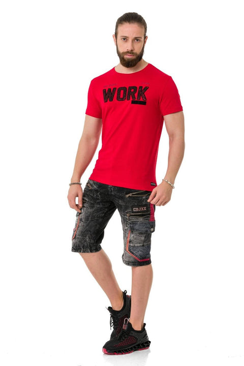 CT734 Piece Filling Embossed T-Shirt