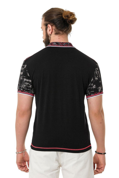CT738 Patterned Polo Neck T-Shirt