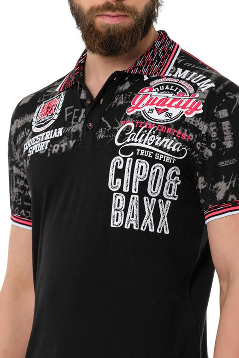CT738 Patterned Polo Neck T-Shirt
