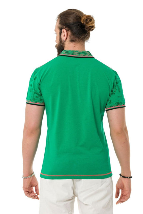 CT738 Patterned Polo Neck T-Shirt