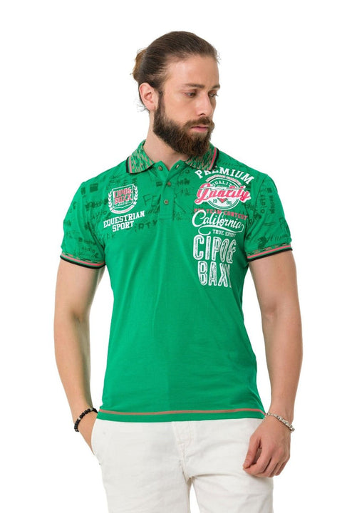 CT738 Patterned Polo Neck T-Shirt
