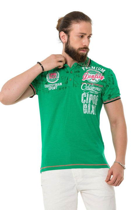 CT738 Patterned Polo Neck T-Shirt