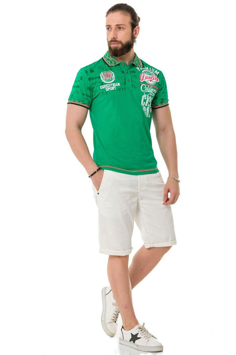 CT738 Patterned Polo Neck T-Shirt