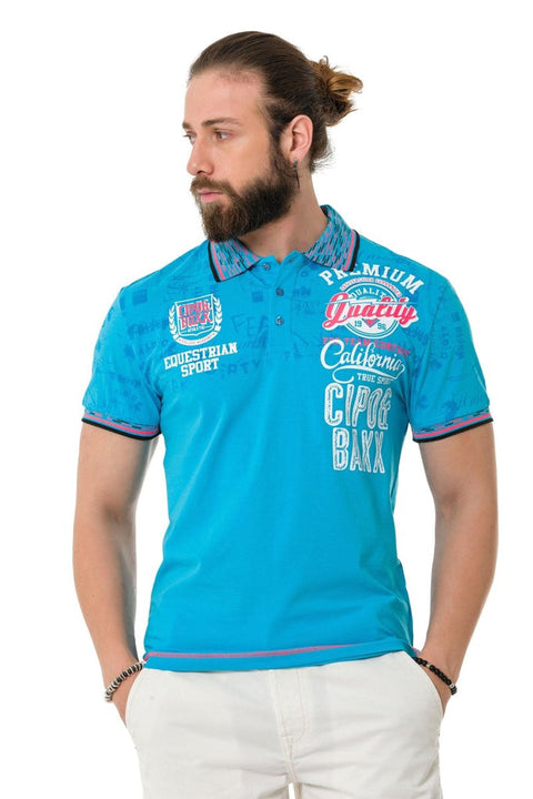 CT738 Patterned Polo Neck T-Shirt