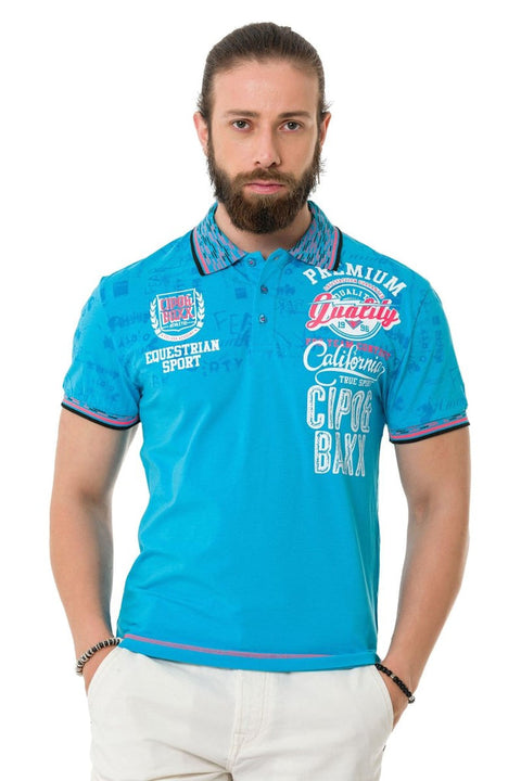 CT738 Patterned Polo Neck T-Shirt
