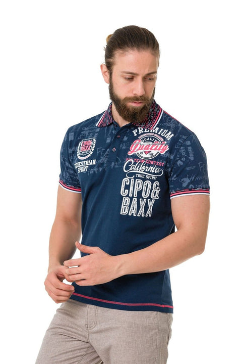 CT738 Patterned Polo Neck T-Shirt