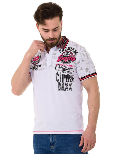 CT738 Patterned Polo Neck T-Shirt