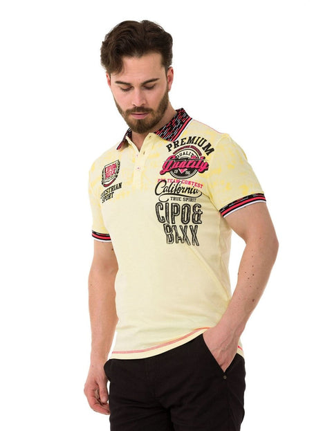 CT738 Patterned Polo Neck T-Shirt