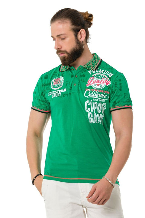 CT738 Patterned Polo Neck T-Shirt