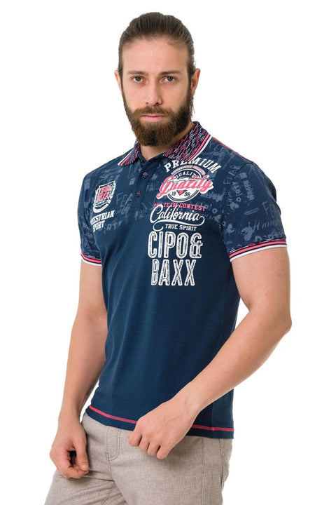 CT738 Patterned Polo Neck T-Shirt
