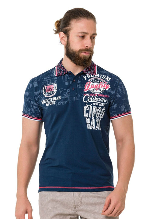 CT738 Patterned Polo Neck T-Shirt