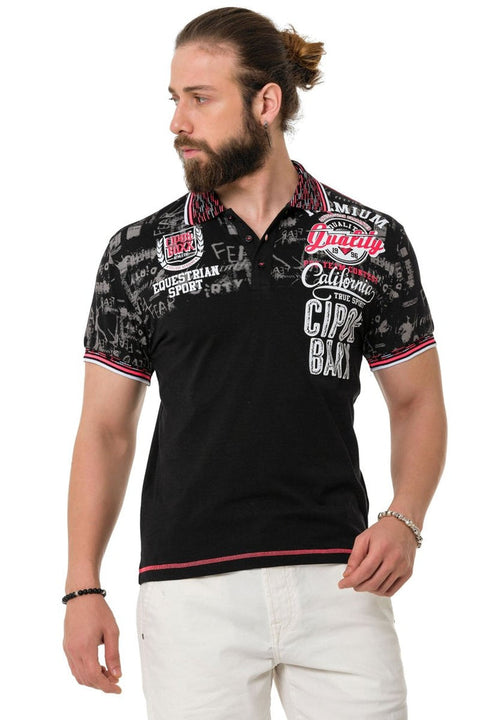 CT738 Patterned Polo Neck T-Shirt
