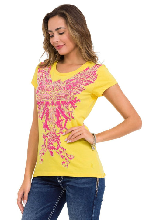WT341 Shiny Stone AngeL Cross T-Shirt