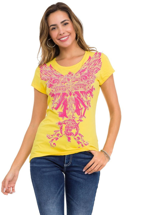 WT341 Shiny Stone AngeL Cross T-Shirt