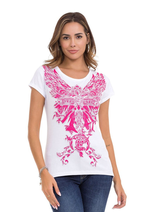 WT341 Shiny Stone AngeL Cross T-Shirt