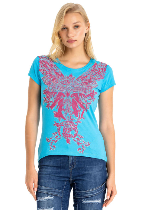 WT341 Shiny Stone AngeL Cross T-Shirt