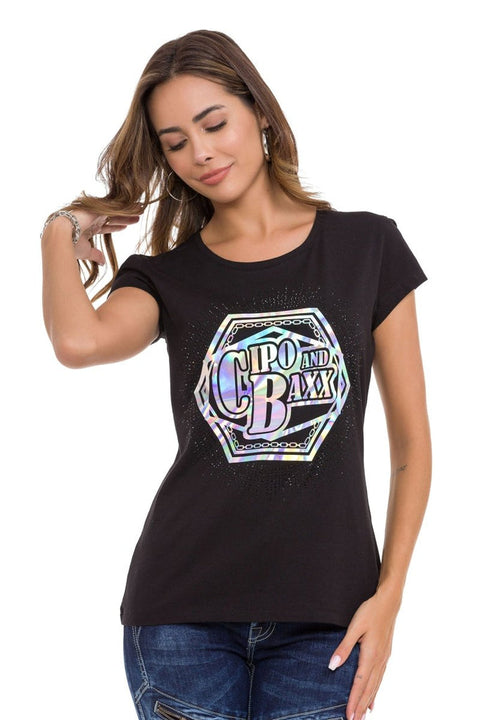WT342 Stoned Silver Printed T-Shirt