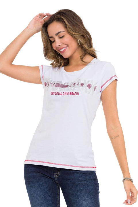 WT348 Stone and Text Detailed T-Shirt