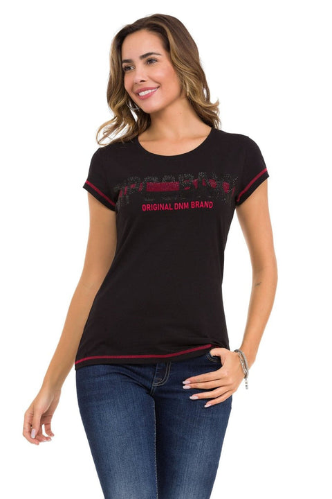 WT348 Stone and Text Detailed T-Shirt