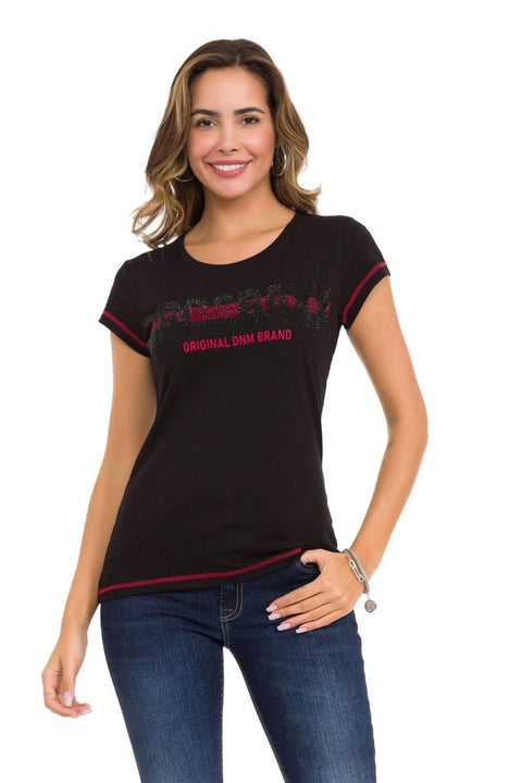 WT348 Stone and Text Detailed T-Shirt