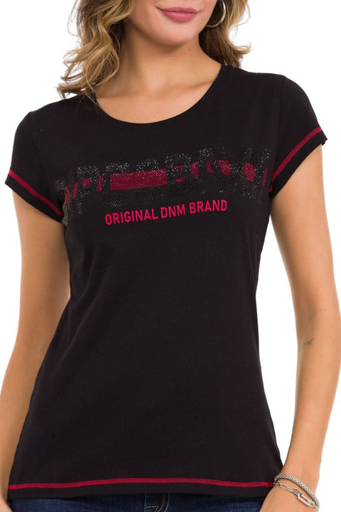 WT348 Stone and Text Detailed T-Shirt