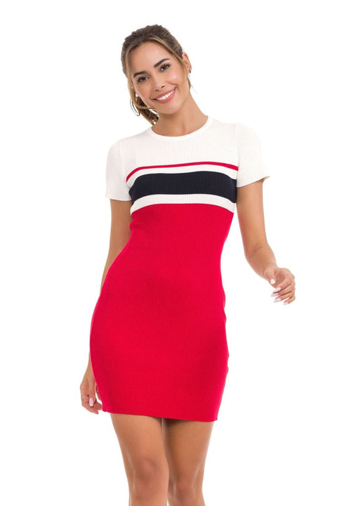 WP257 Striped Knitwear Mini Dress