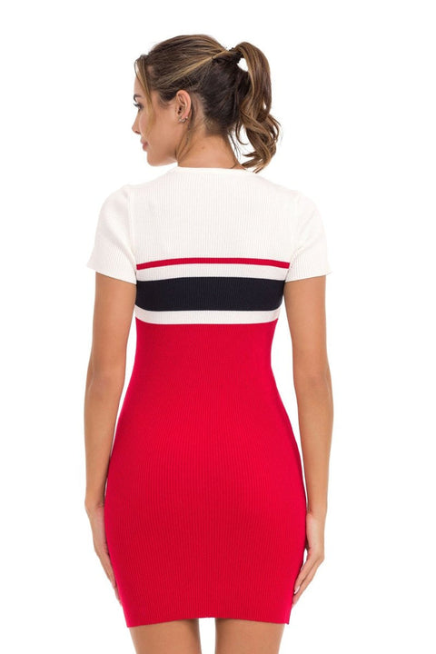 WP257 Striped Knitwear Mini Dress